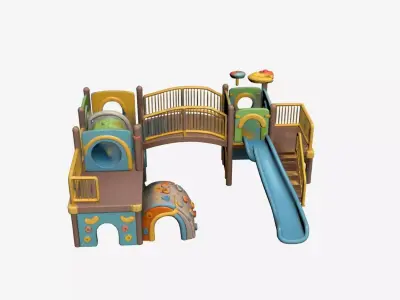 Train Style Kids Playground Outdoor Play Structure 01 3D model