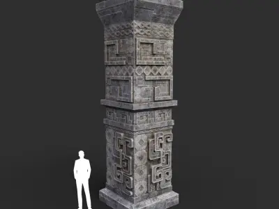 Low poly Mayan Inca Aztec Column Modular Pack 210616 Low-poly 3D model