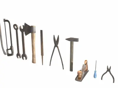 Raw dirty metall tool garage da1 Low-poly 3D model