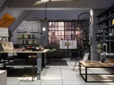 Loft studio  interior 3D model