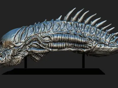 Aliens Raven head with base 3D model