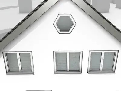 City House -11- Double-House - Roof black - Wall dark white Low-poly 3D model