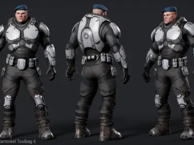 Sci-Fi Modular Soldier Character Low-poly 3D model