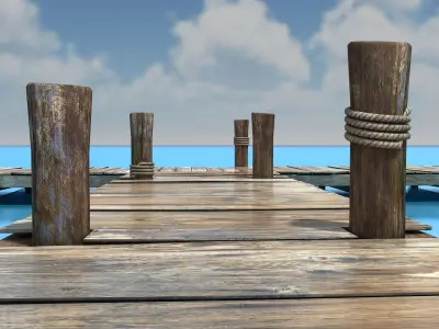 Old wooden Bridge Low Poly Low-poly 3D model