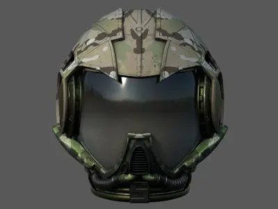 Gas mask helmet 3d model scifi military combat soldier armor  Low-poly 3D model