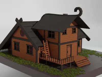 Tavern 3D model Low-poly 3D model