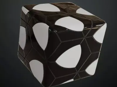 Modern Glossy Black and White Teardrop Hexagon Tiles PBR  Texture