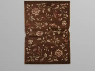 Brown Floral Rug 3D model