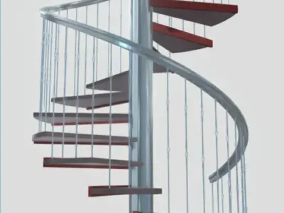 Spiral stair ballastrade railing 3D model