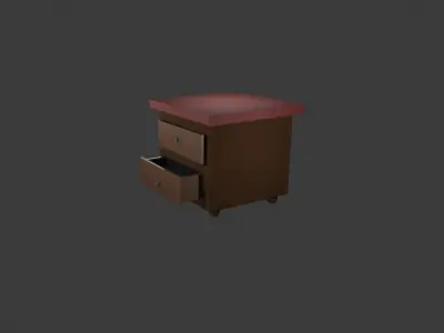 3 Bedroom Furniture Models  Nightstand Dresser Wardrobe  Lowpoly Low-poly 3D model