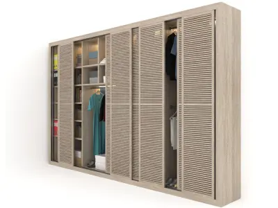 Wardrobe with wooden shutters 3D model