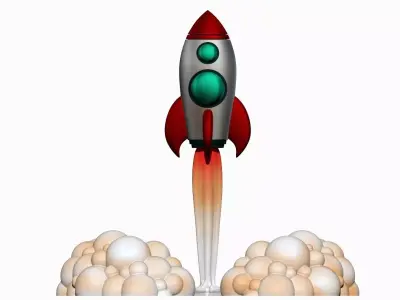 Rocket with smoke 3D print model