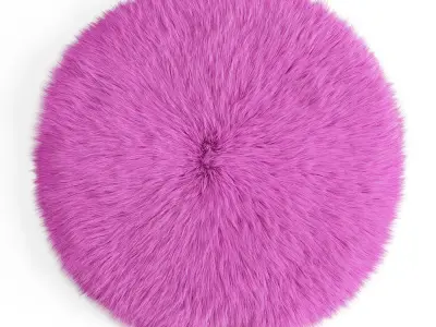 Round Pink Sheepskin Rug 3D model