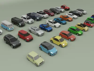  collection of 30 low poly cars 