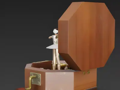 The Clockwork Dancer Realistic Low-Poly Music Box 3D Model Low-poly 3D model
