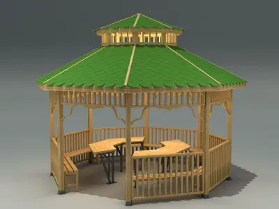 Outdoor Garden Gazebo Model Low-poly 3D model