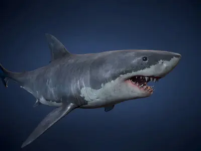 Great White Shark - Game Ready Low-poly 3D model