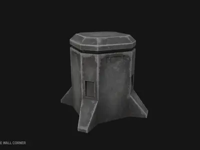 Scifi militarybase wall corner Low-poly 3D model