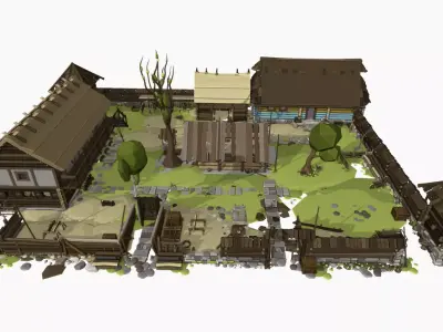 Medieval Construction Site  Low Poly 3D Assets  Low-poly 3D model