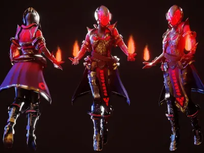 Cyberpunk HellDoom Robot Low-poly 3D model