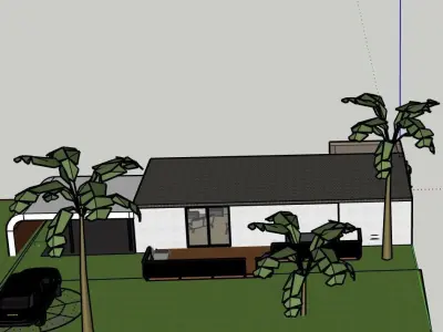 modern house with cars 3D print model