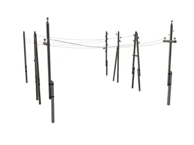 Electric pole PBR texture Low-poly 3D model