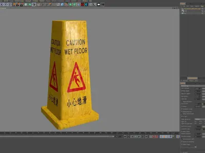 Hong Kong Caution Wet Floor Sign 3D model