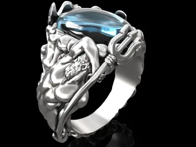 Poseidon and Mermaid ring 3D print model