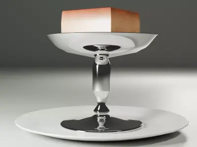 Modern Cube Pudding and Designer Dessert Stand 3D Model Set Free low-poly 3D model