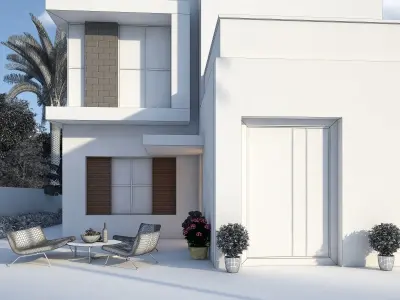 Villa 6 modern with pool and palm trees 3D model