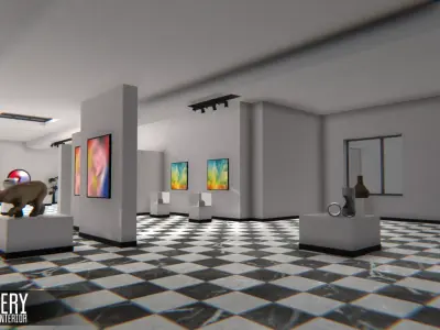 Gallery - modular interior Low-poly 3D model