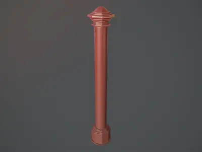Barrier Bollard pack 3 Red v1 Low-poly 3D model