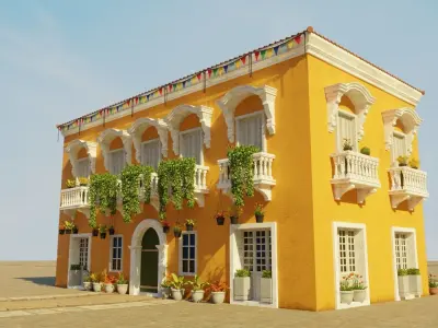 SOUTH AMERICAN BUILDING 005 Low-poly 3D model