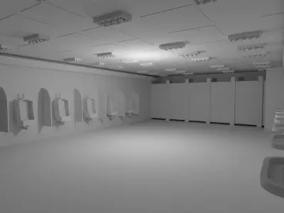 Restroom Interior No Material 3D model