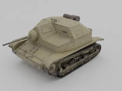 TKS tankette 20mm Low-poly 3D model