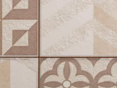 Honey Beige Patchwork Tile Wallpaper  Texture