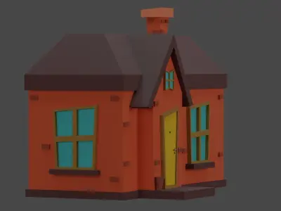 House cartoon with door 3D model