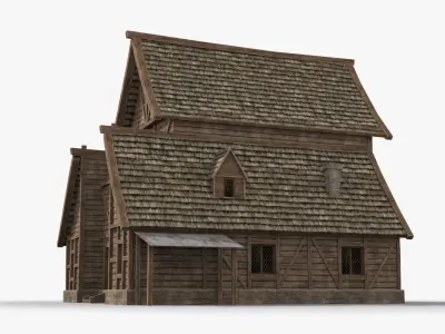 Medieval house x17 Low-poly 3D model