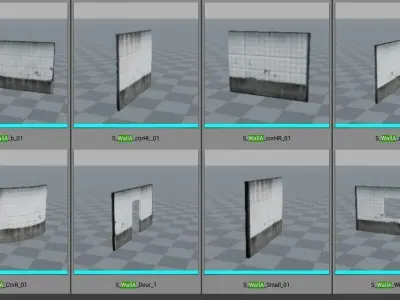 Wall modular - PBR - Game-ready Low-poly 3D model