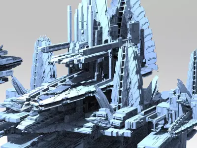 Sci-fi Alien Freighter Launcher Kit bash 1 3D model