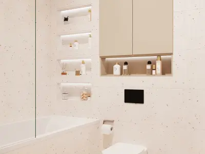 Shower room in modern style 3D model