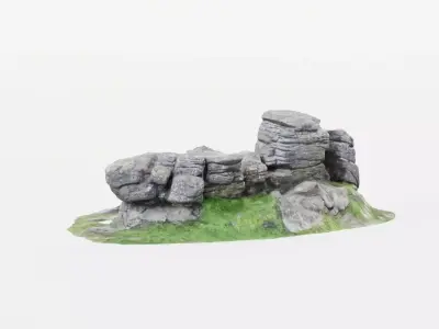A Rock Formation - Dartmoor Stone Photo-Scan Model - Low-Poly Low-poly 3D model