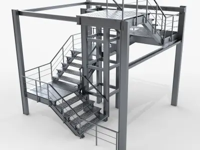 Modular Industrial Staircase 3D model