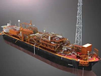  FPSO - High-Detail Floating Production Storage and Offloading Vessel 3D Model for Simulation - Anima 