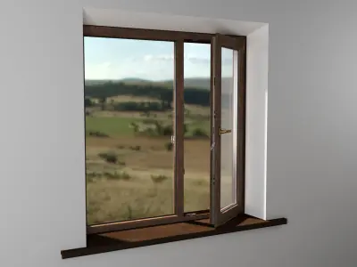 PVC windows wenge color brown high details 3D model