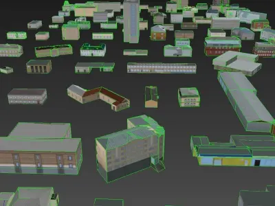 122 Buildings LowPoly Collection Low-poly 3D model