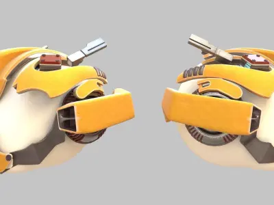 Yellowish Tech Helmet 3D model