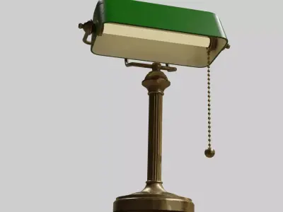 Bankers table Lamp with pbr textures Low-poly 3D model