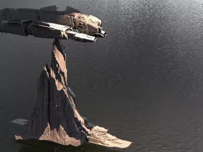 Tatooine Ship over cliffs  3D model