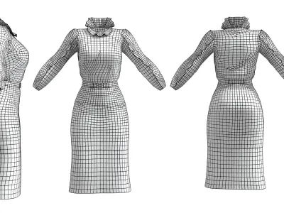 Frill Edge Retro Outfit Low-poly 3D model